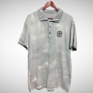 Affliction Shirt Mens 2XL Gray Short Sleeve Polo Pre Owned Goth Y2K Pre Owned